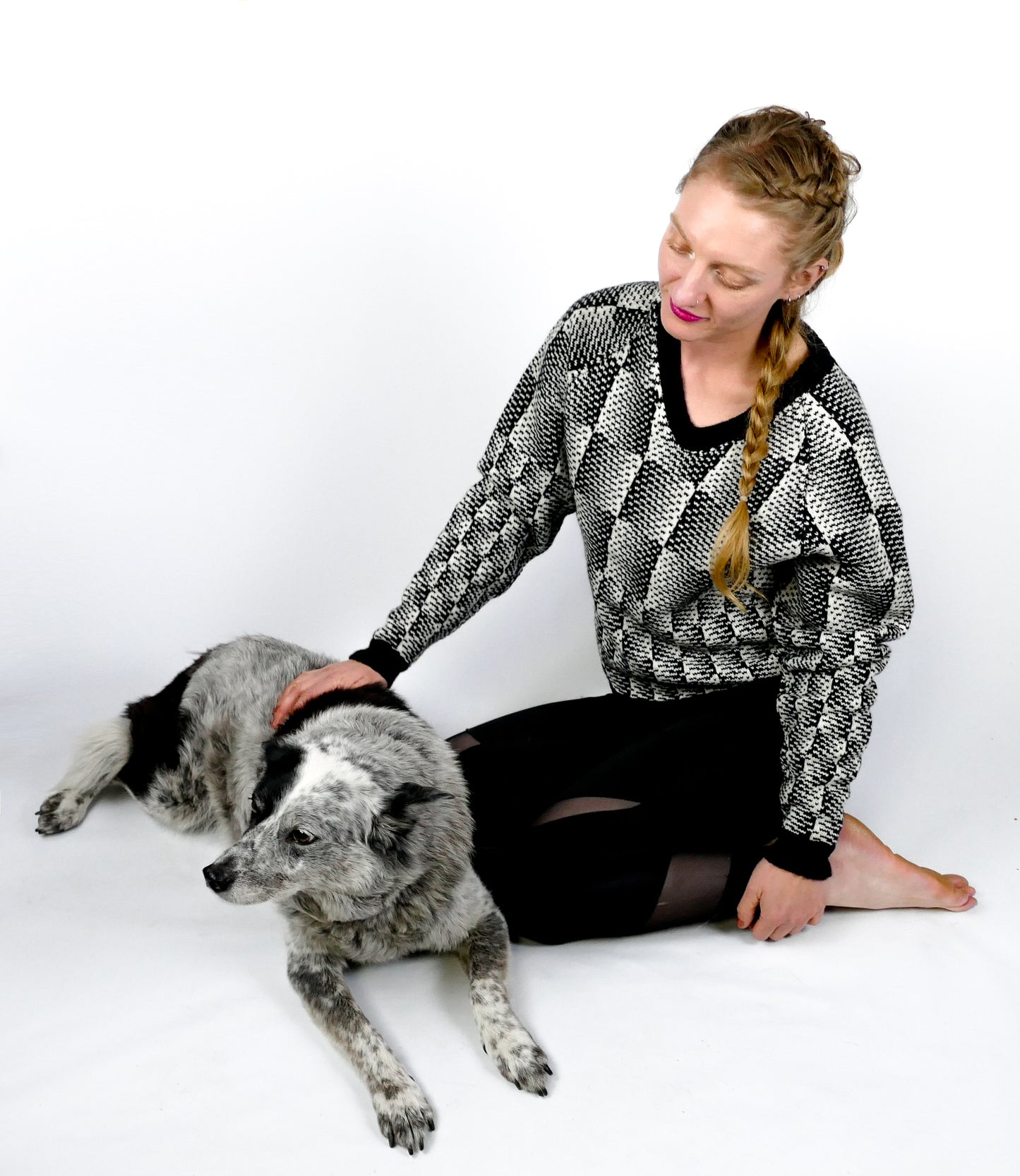 Black & White Gradient Checkerboard Sweater