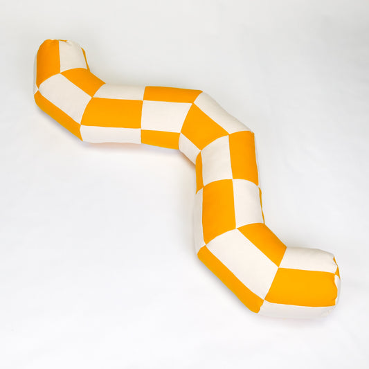 Squiggle Pillow in Yellow & White