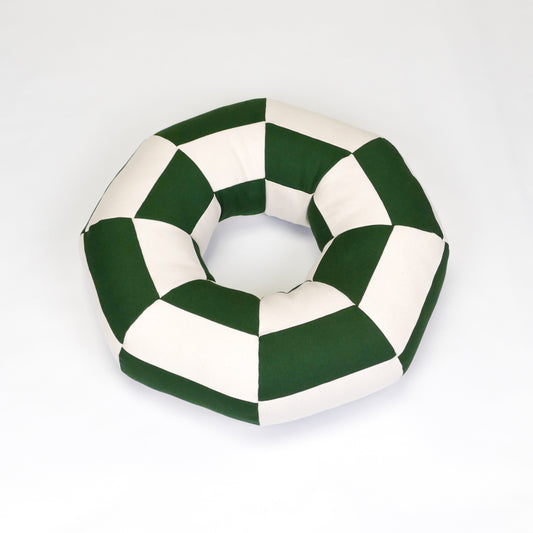 Torus Pillow in Green & White