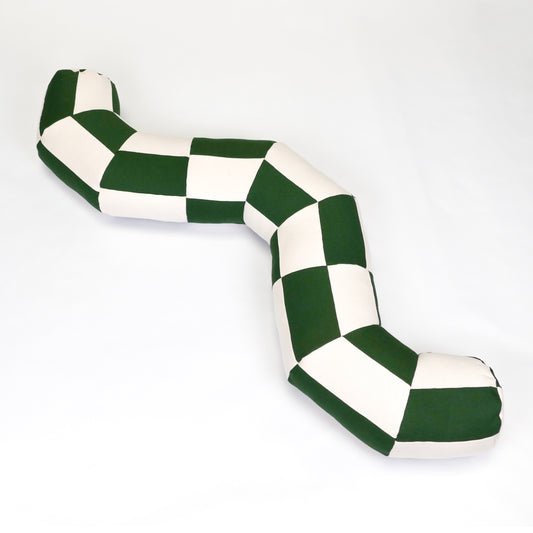 Squiggle Pillow in Green & White