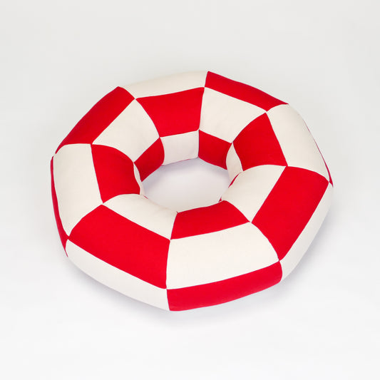 Torus Pillow in Red & White