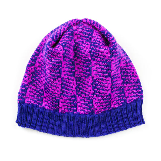 Gradient Checkerboard Hat in Navy & Magenta