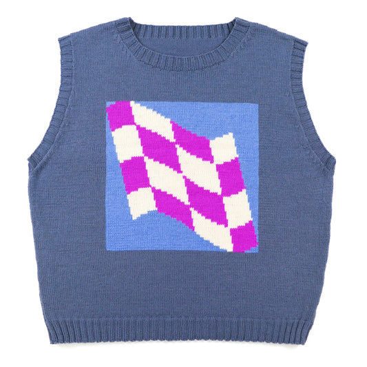 Warped Checkerboard Sweater Vest