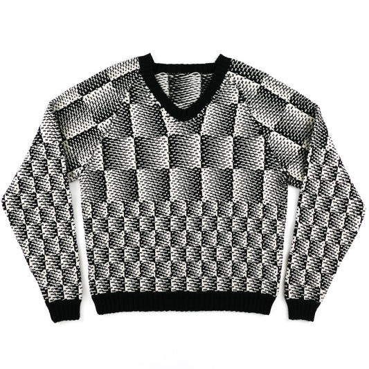 Black & White Gradient Checkerboard Sweater